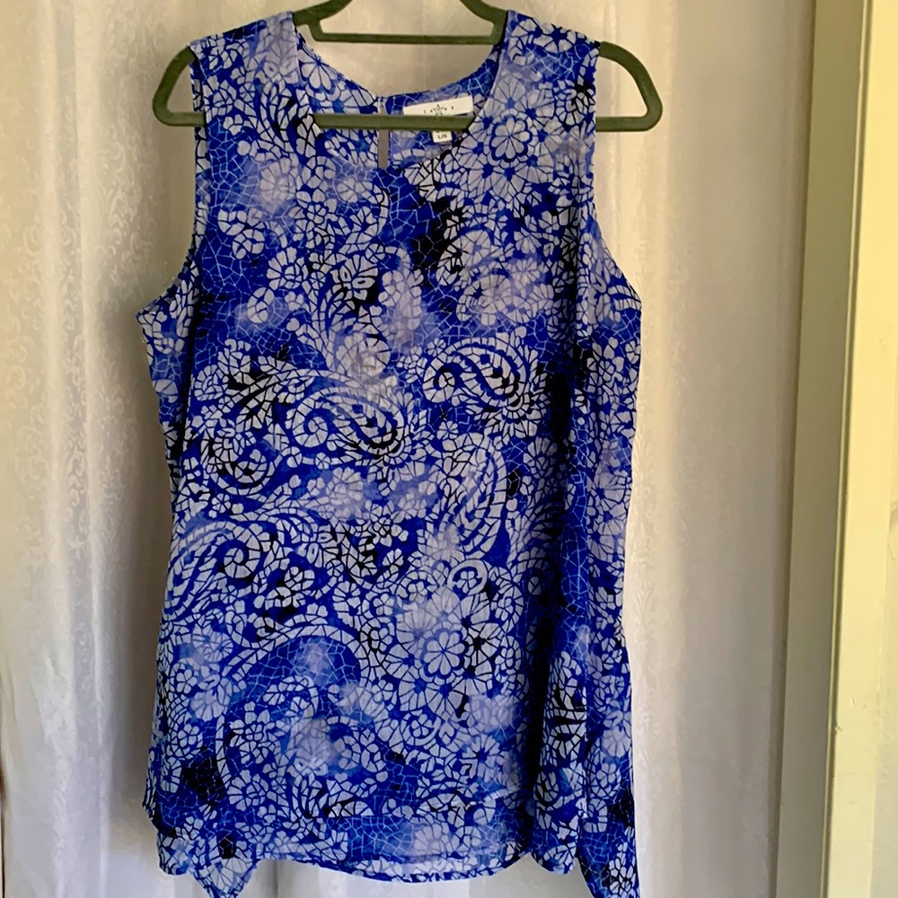 FEVER Chiffon Layered Sleeveless Top Sz:L